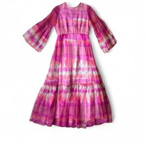 Vintage Couture Elinor Simmons Malcolm Starr Pink Psychedelic Gown